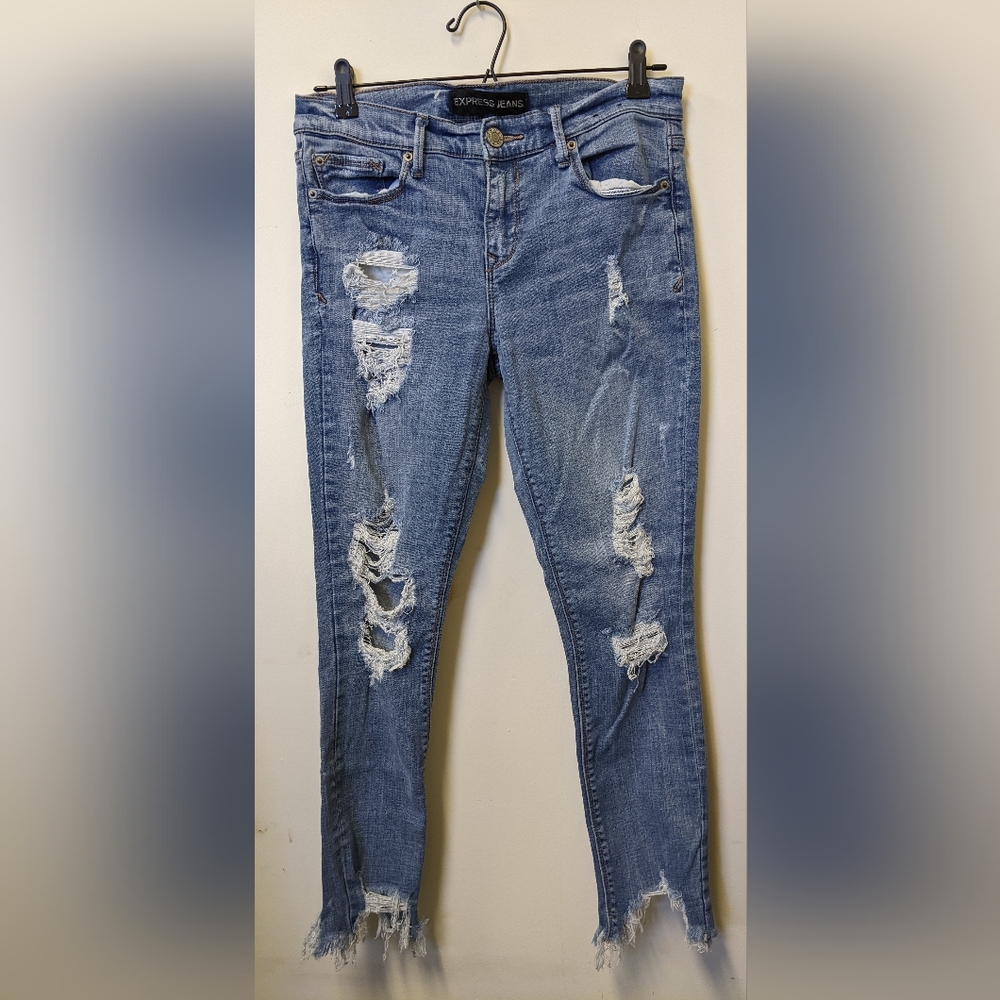 Express Jeans Distressed Ankle Legging - Picture 1 of 4